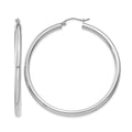 14K White Gold 3x50mm Polished Lightweight Tube Hoop Earrings