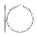 14K White Gold 3x55mm Polished Tube Hoop Earrings