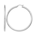 14K White Gold 3x55mm Polished Lightweight Tube Hoop Earrings