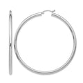 14K White Gold 3x60mm Polished Lightweight Tube Hoop Earrings