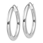 14K White Gold 4x35mm Polished Tube Hoop Earrings