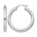 14K White Gold 4x35mm Polished Tube Hoop Earrings