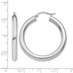 14K White Gold 4x35mm Polished Lightweight Tube Hoop Earrings