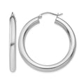 14K White Gold 4x35mm Polished Lightweight Tube Hoop Earrings