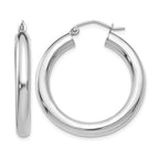 14K White Gold 4x30mm Polished Tube Hoop Earrings