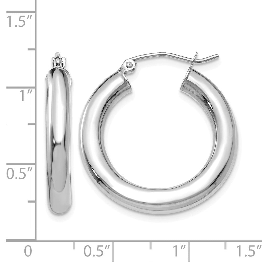 14K White Gold 4x25mm Polished Tube Hoop Earrings