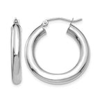 14K White Gold 4x25mm Polished Tube Hoop Earrings
