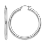 14K White Gold 4x45mm Polished Lightweight Tube Hoop Earrings