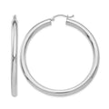 14K White Gold 4x50mm Polished Tube Hoop Earrings