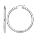 14K White Gold 4x50mm Polished Lightweight Tube Hoop Earrings