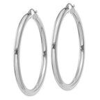 14K White Gold 4x55mm Polished Tube Hoop Earrings