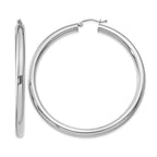 14K White Gold 4x55mm Polished Tube Hoop Earrings