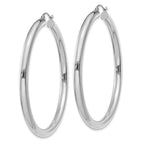 14K White Gold 4x55mm Polished Lightweight Tube Hoop Earrings