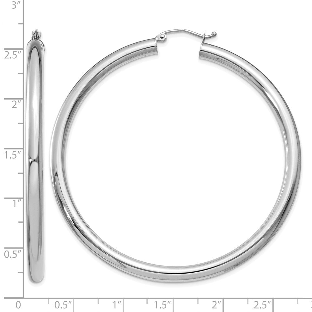 14K White Gold 4x60mm Polished Tube Hoop Earrings