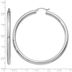 14K White Gold 4x60mm Polished Lightweight Tube Hoop Earrings