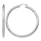 14K White Gold 4x60mm Polished Lightweight Tube Hoop Earrings