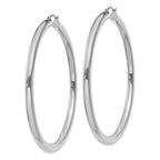 14K White Gold 4x65mm Polished Lightweight Tube Hoop Earrings