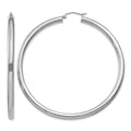 14K White Gold 4x65mm Polished Lightweight Tube Hoop Earrings