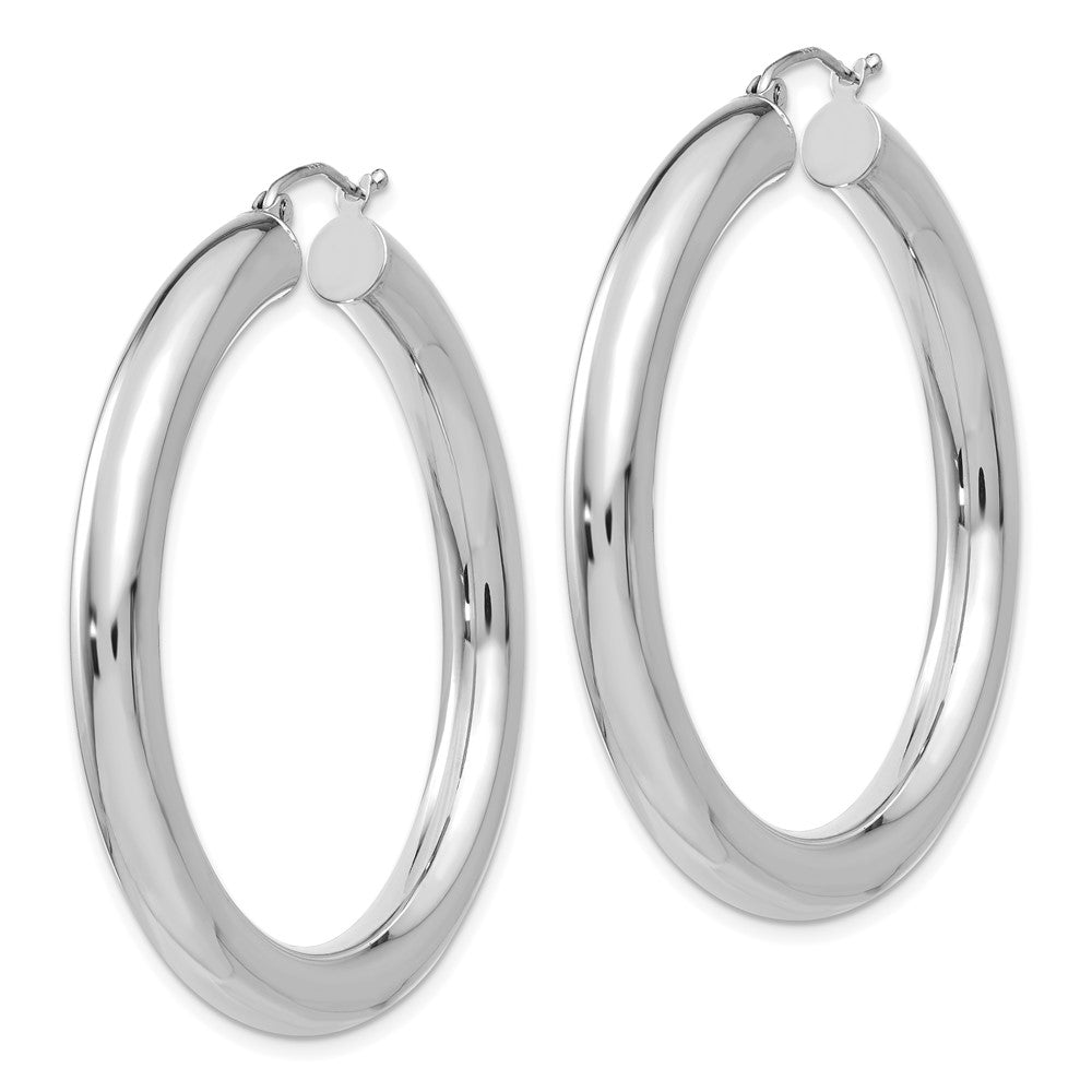 14k White Gold 5x45mm Polished Tube Hoop Earrings