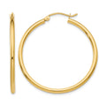 14k 2x35mm Polished Tube Hoop Earrings