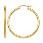 14k 2x35mm Polished Tube Hoop Earrings