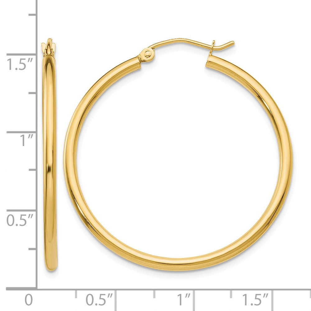 14k 2x35mm Polished Lightweight Tube Hoop Earrings