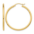 14k 2x35mm Polished Lightweight Tube Hoop Earrings