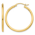 14k 2x30mm Polished Tube Hoop Earrings
