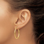 14k 2x30mm Polished Lightweight Tube Hoop Earrings