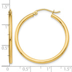 14k 2x30mm Polished Lightweight Tube Hoop Earrings