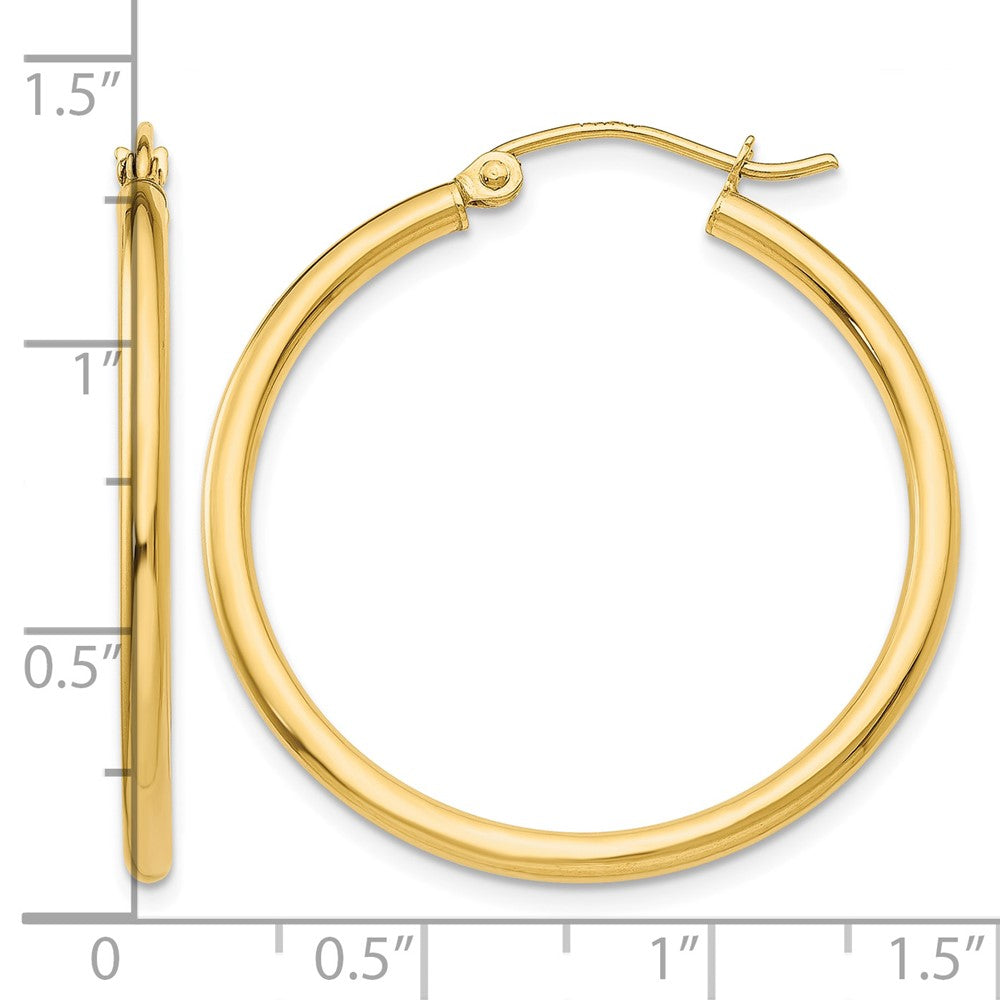 14k 2x30mm Polished Lightweight Tube Hoop Earrings
