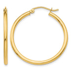14k 2x30mm Polished Lightweight Tube Hoop Earrings