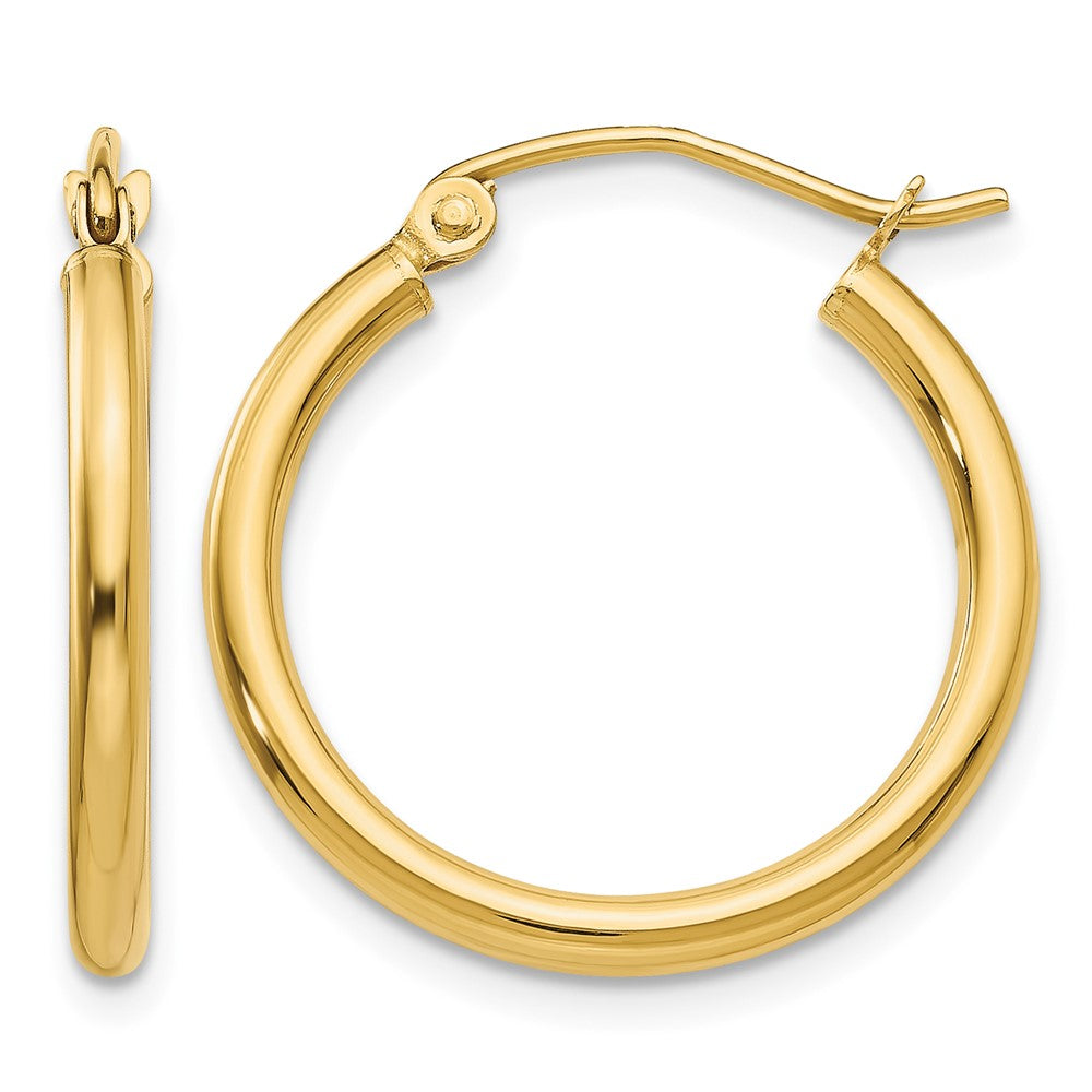 14k 2x20mm Polished Tube Hoop Earrings
