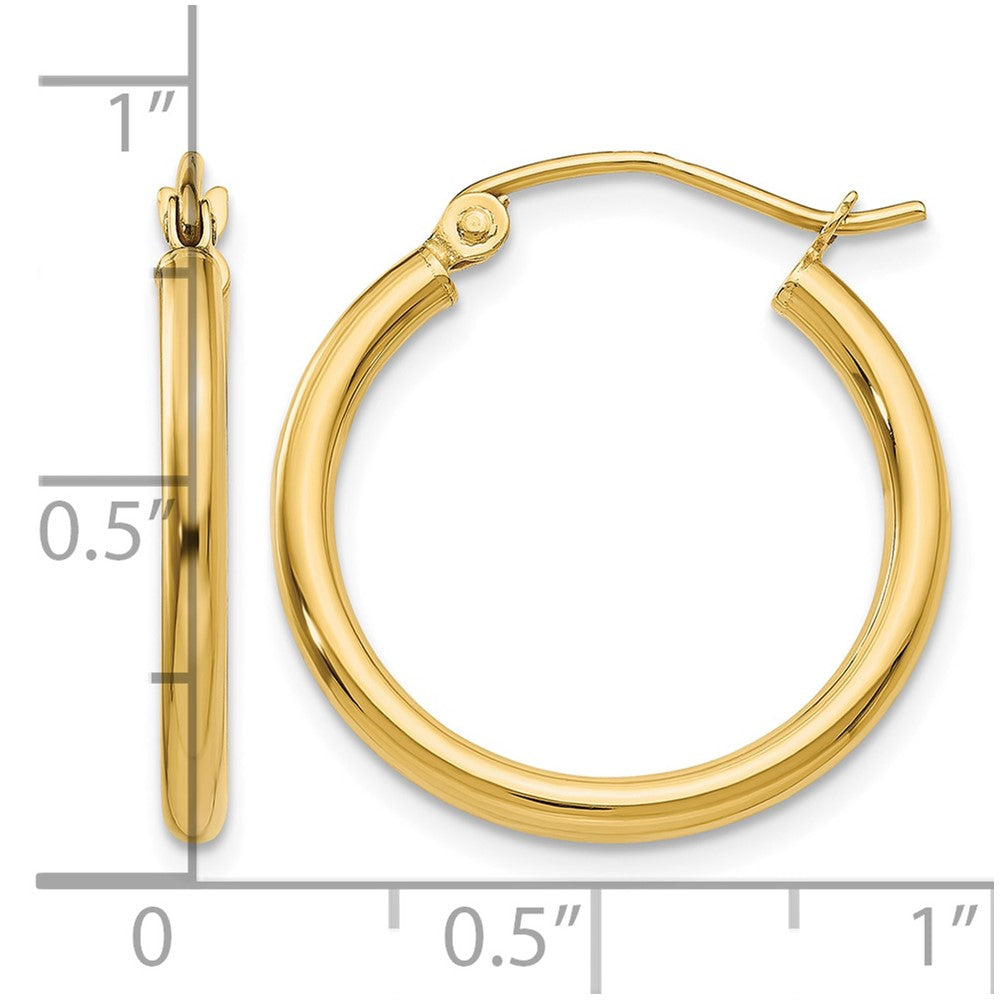 14k 2x20mm Polished Lightweight Tube Hoop Earrings