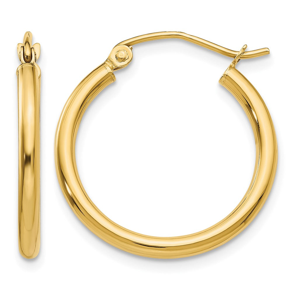 14k 2x20mm Polished Lightweight Tube Hoop Earrings