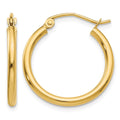 14k 2x20mm Polished Lightweight Tube Hoop Earrings