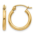 14k 2x15mm Polished Tube Hoop Earrings