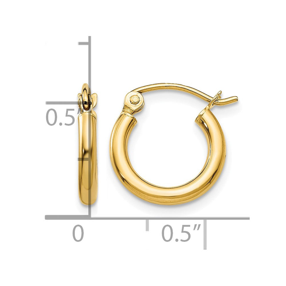 14k 2x12mm Polished Tube Hoop Earrings
