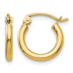 14k 2x12mm Polished Tube Hoop Earrings