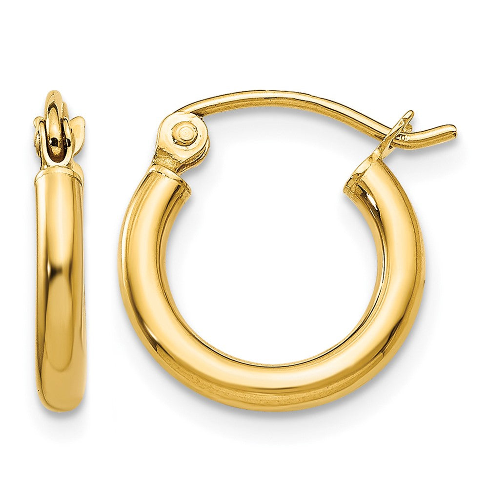14k 2x12mm Polished Lightweight Tube Hoop Earrings
