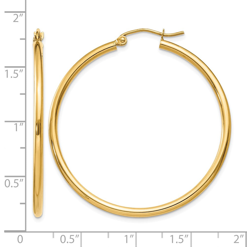 14k 2x40mm Polished Lightweight Tube Hoop Earrings