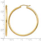 14k 2x40mm Polished Lightweight Tube Hoop Earrings