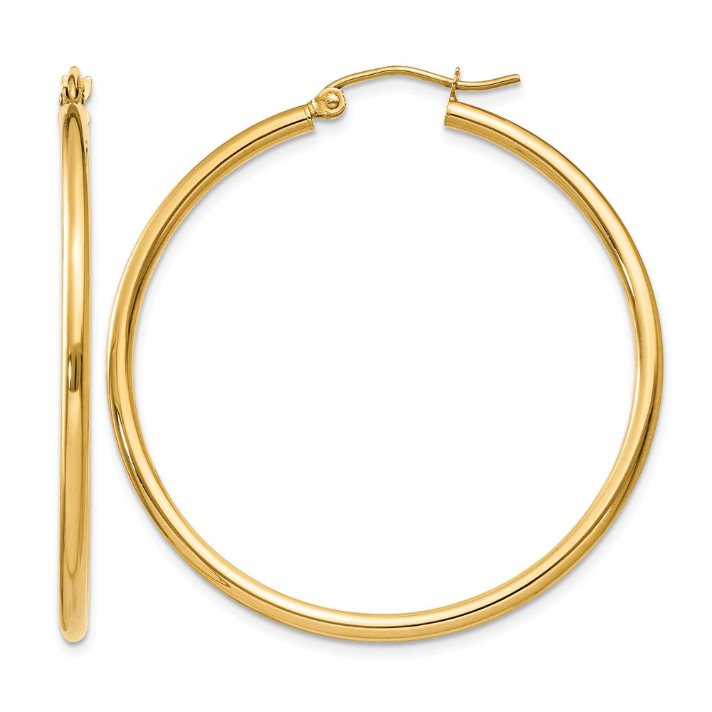 14k 2x40mm Polished Lightweight Tube Hoop Earrings