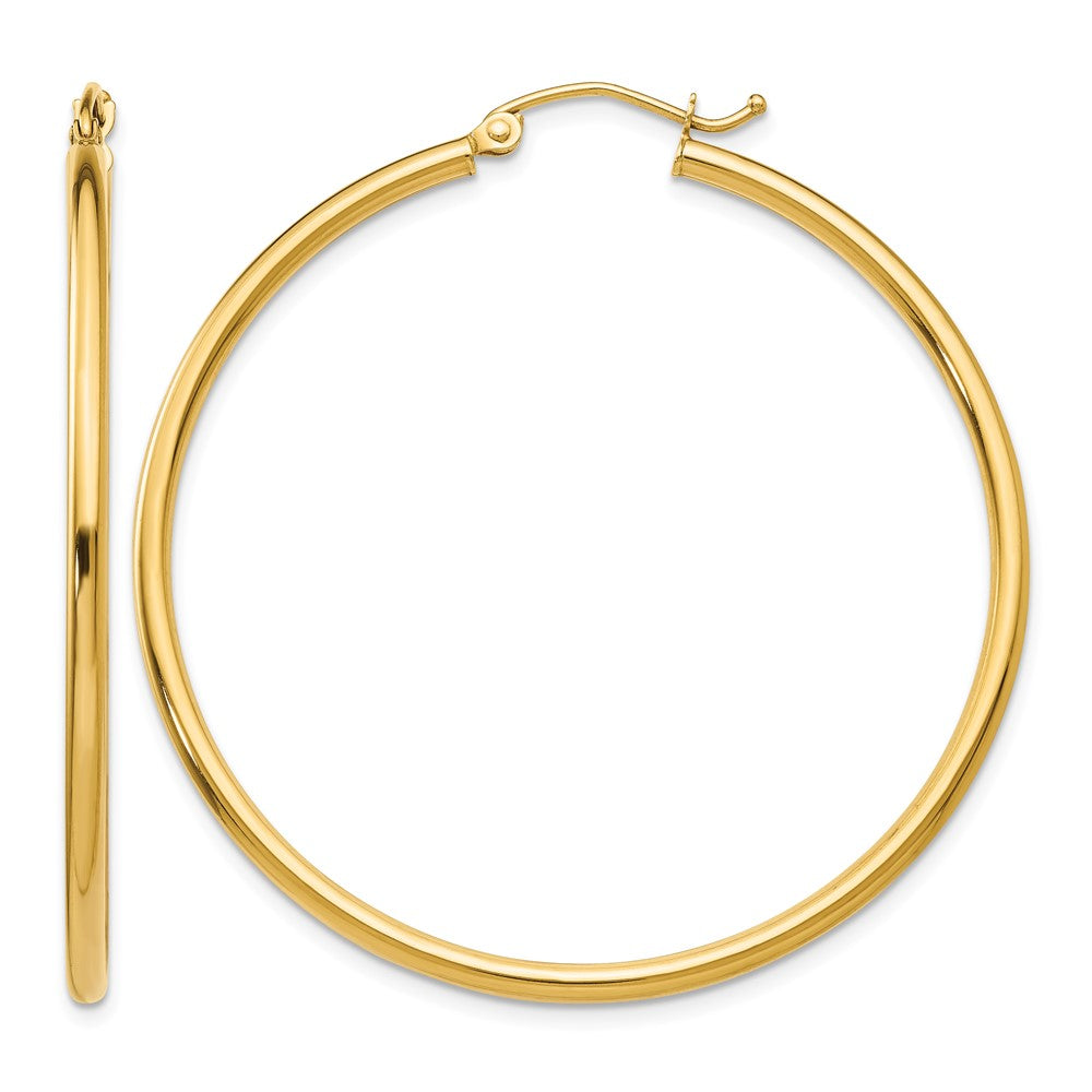 14k 2x45mm Polished Lightweight Tube Hoop Earrings