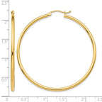 14k 2x50mm Polished Tube Hoop Earrings