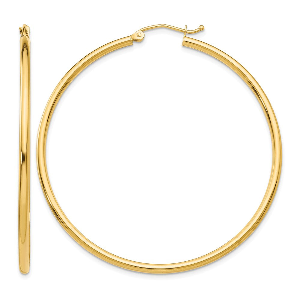 14k 2x50mm Polished Tube Hoop Earrings