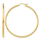 14k 2x50mm Polished Tube Hoop Earrings