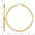 14k 2x50mm  Polished Lightweight Tube Hoop Earrings