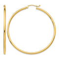 14k 2x50mm  Polished Lightweight Tube Hoop Earrings