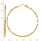 14k 2x55mm Polished Tube Hoop Earrings